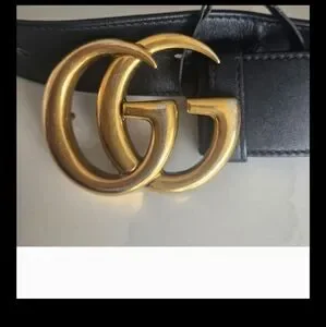 Gucci Black Belt with Gold GG Emblem